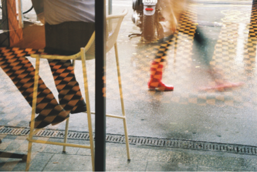 boots in a window
