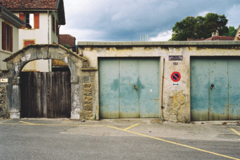 Blue garage doors