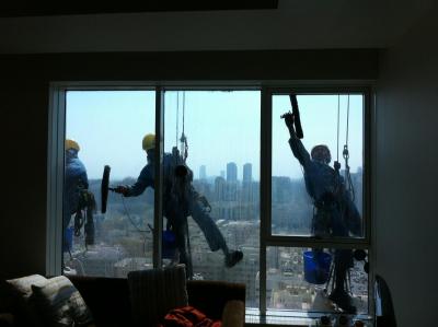 People washing windows