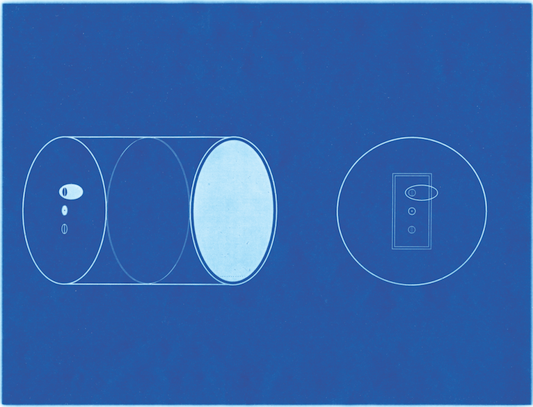 Keats’s Millennium Camera in blueprint. Courtesy of the Mead Art Museum; gift of the artist.