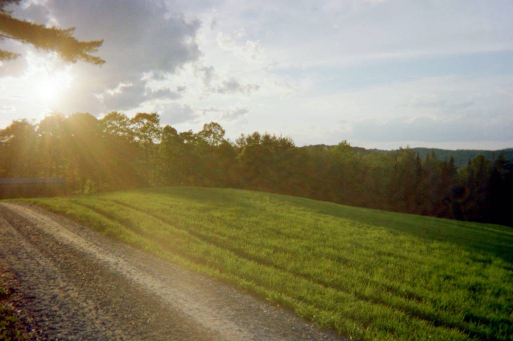 sun on meadow at sunset