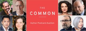 Image of TC logo with headshots of authors participating in postcard auction