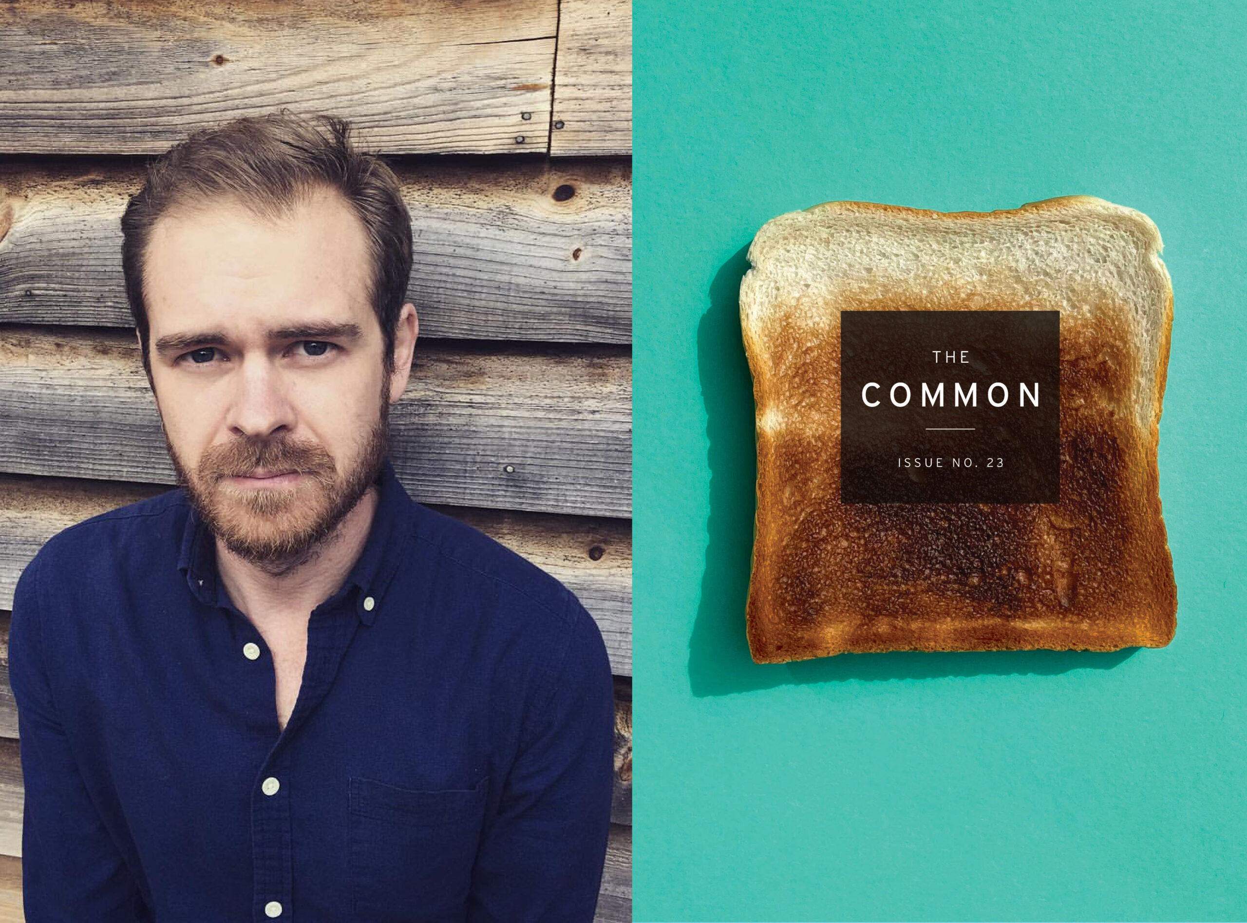 Image of Nathan Poole's headshot and the Issue 23 cover (piece of toast on turquoise background)