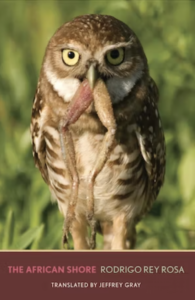 Image of Rodrigo Rey Rosa’s The African Shore: an owl eating a frog.