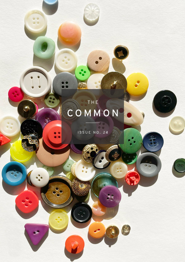The Common Issue 24 cover with colorful buttons on a white surface