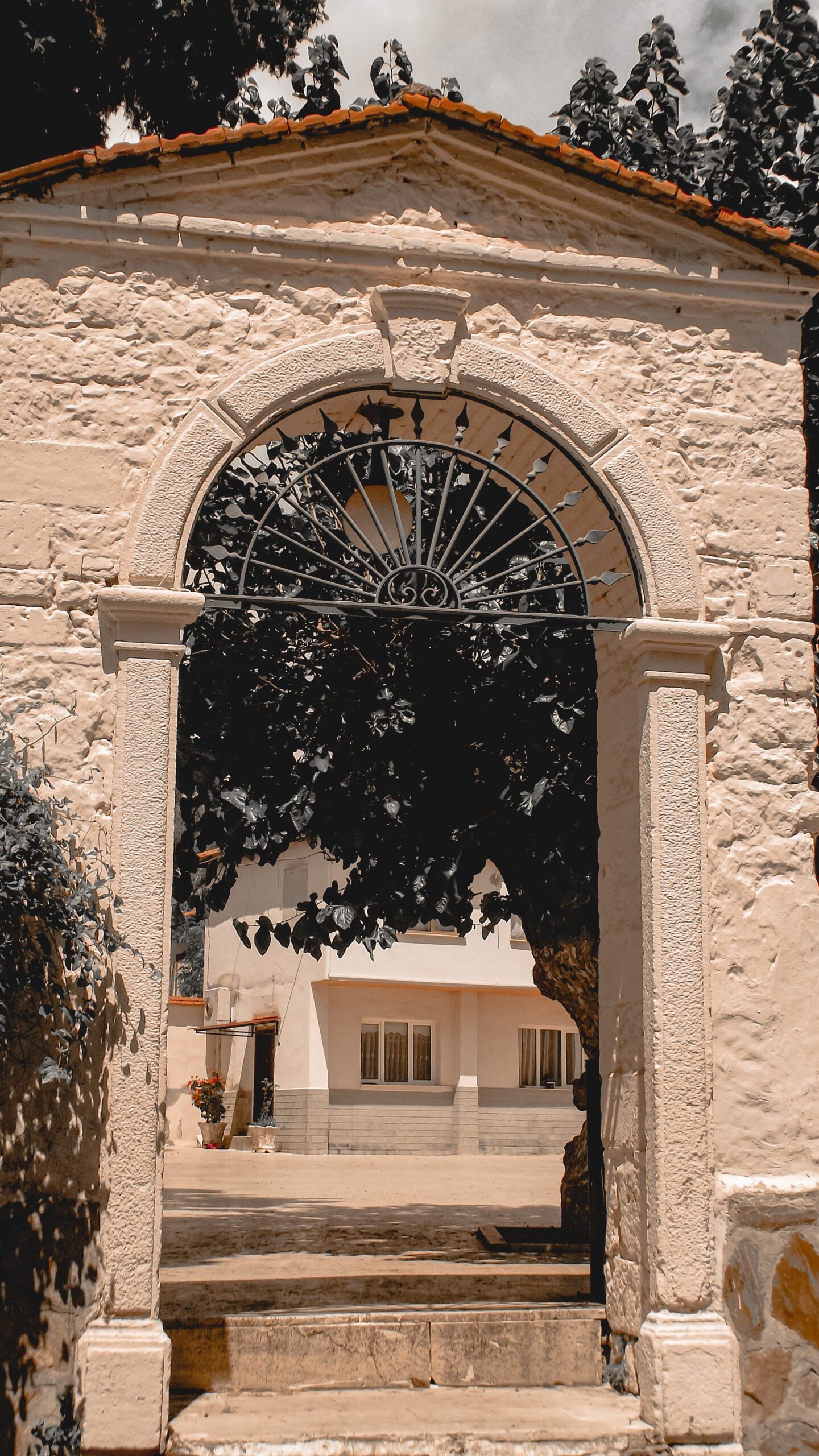 Stone Arch Outside Courtyard