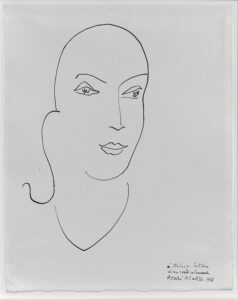 Abstract line drawing of a woman's face.