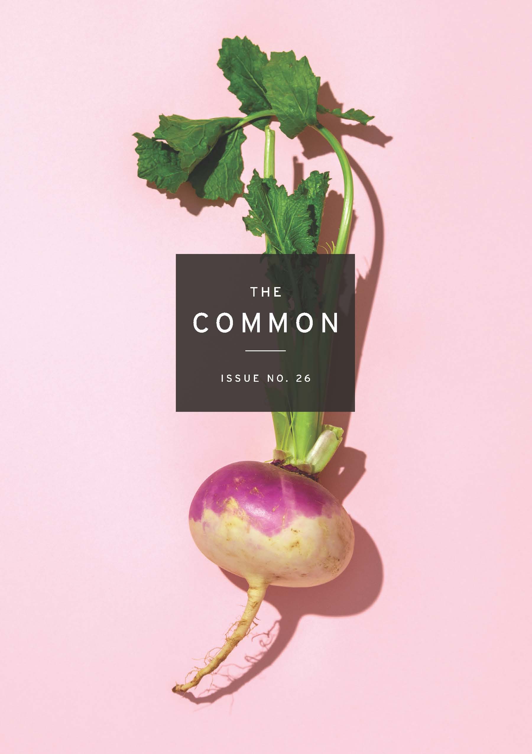 Issue 26 cover: light pink background with a turnip and greens