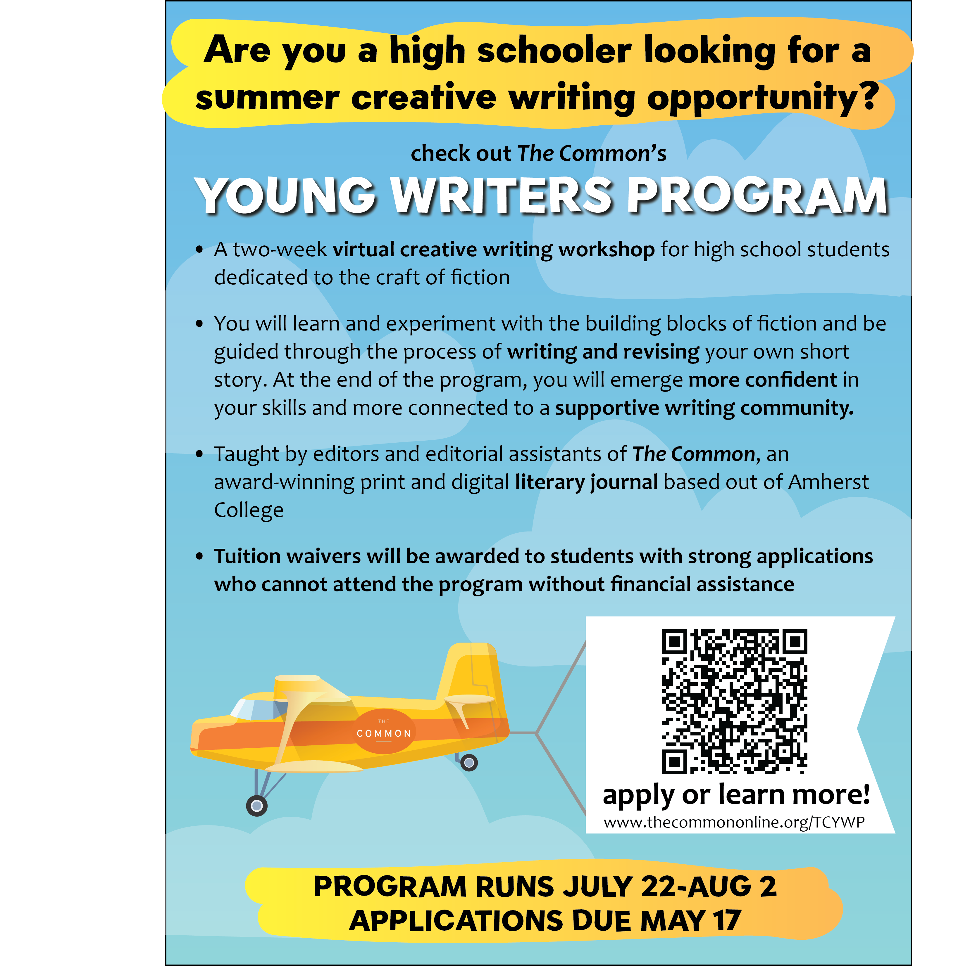 Applications are Open for The Common Young Writers Program!