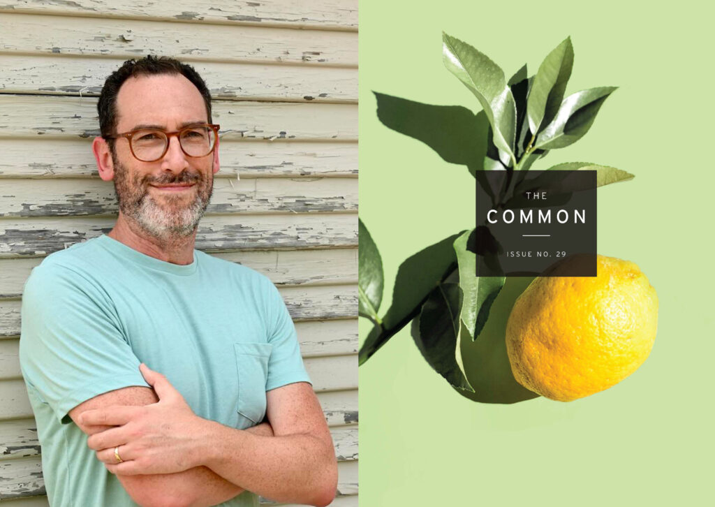 lucas schaefer next to the common's issue 29 cover