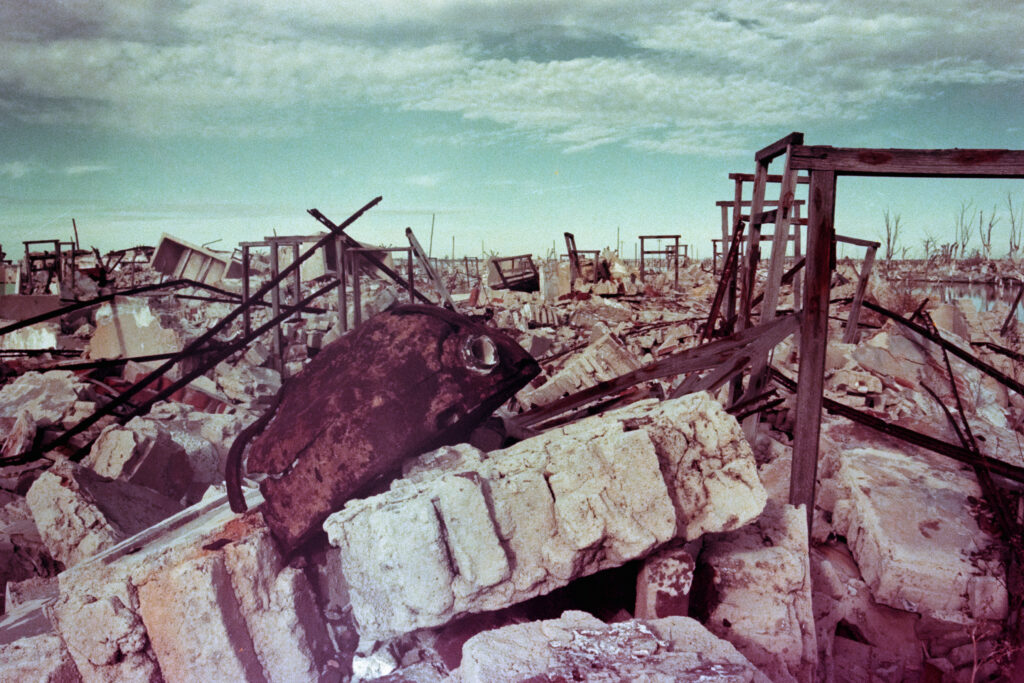 rubble and clouds